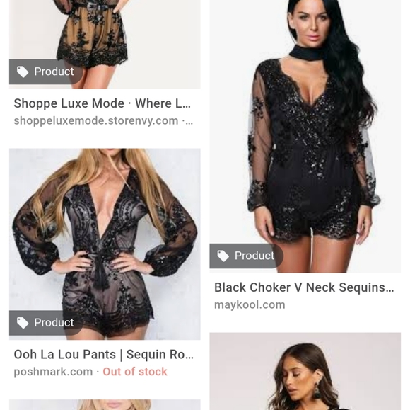 Black lace/sequins romper - Picture 3 of 3